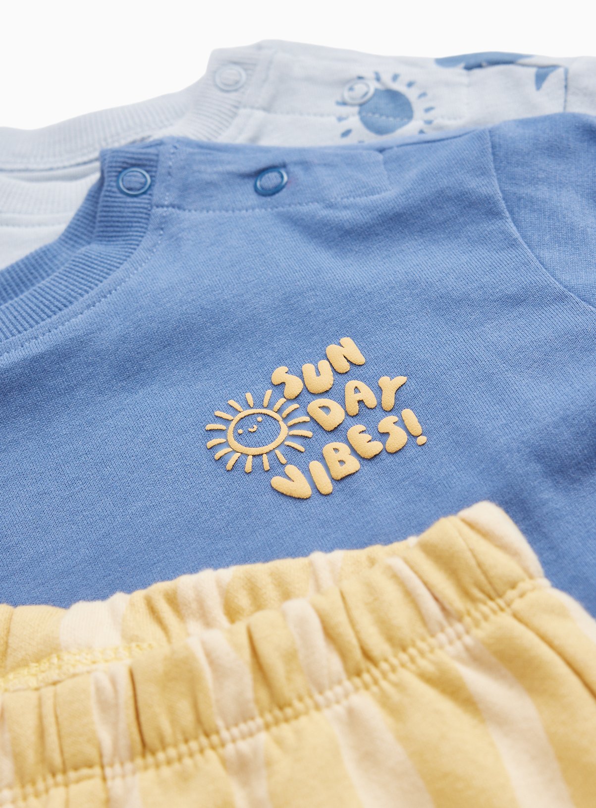 Wave Print T-Shirt & Shorts Sets 3 Pack 3-6 months - Image 2 thumbnail